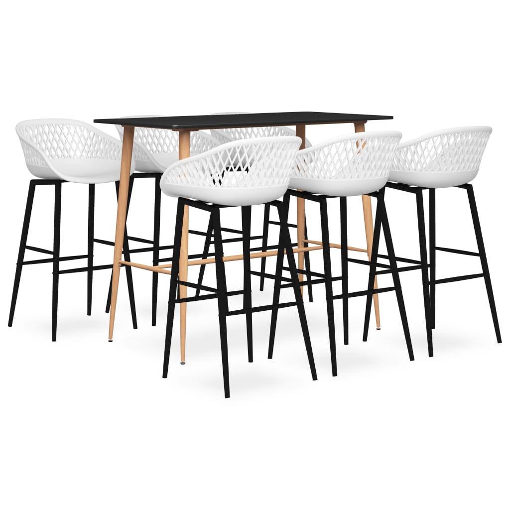 Set mobilier de bar, 7 piese, negru și alb - Casa - Decoo