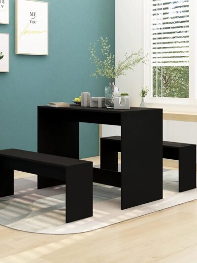 Set mobilier de bucătărie, 3 piese, negru, PAL - Casa - Decoo