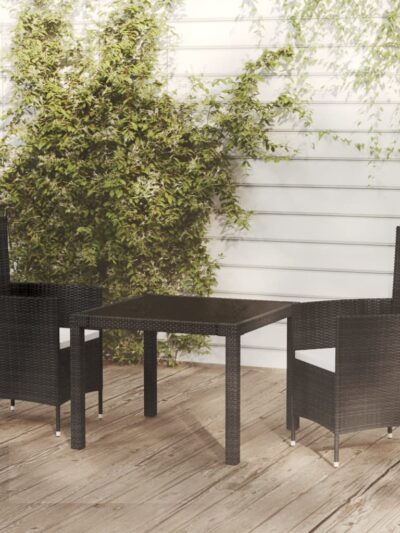 Set mobilier de exterior cu perne, 3 piese, negru, poliratan - Gradina - Decoo