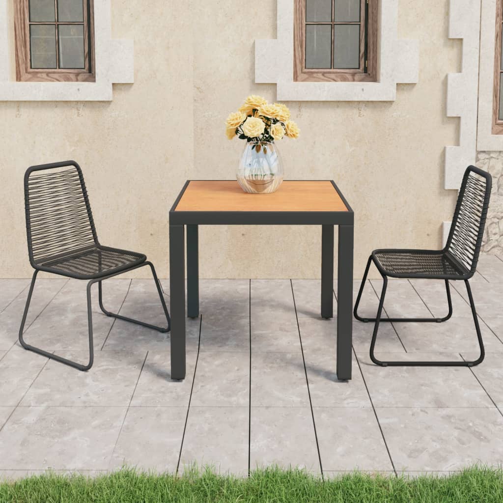 Set mobilier de grădină, 3 piese, negru și maro, ratan PVC - Gradina - Decoo