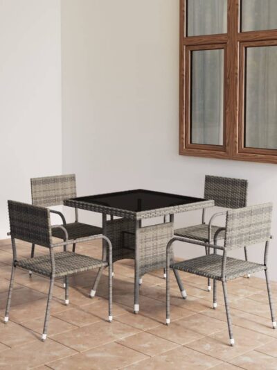 Set mobilier de grădină,5 piese,gri, poli ratan - Gradina - Decoo