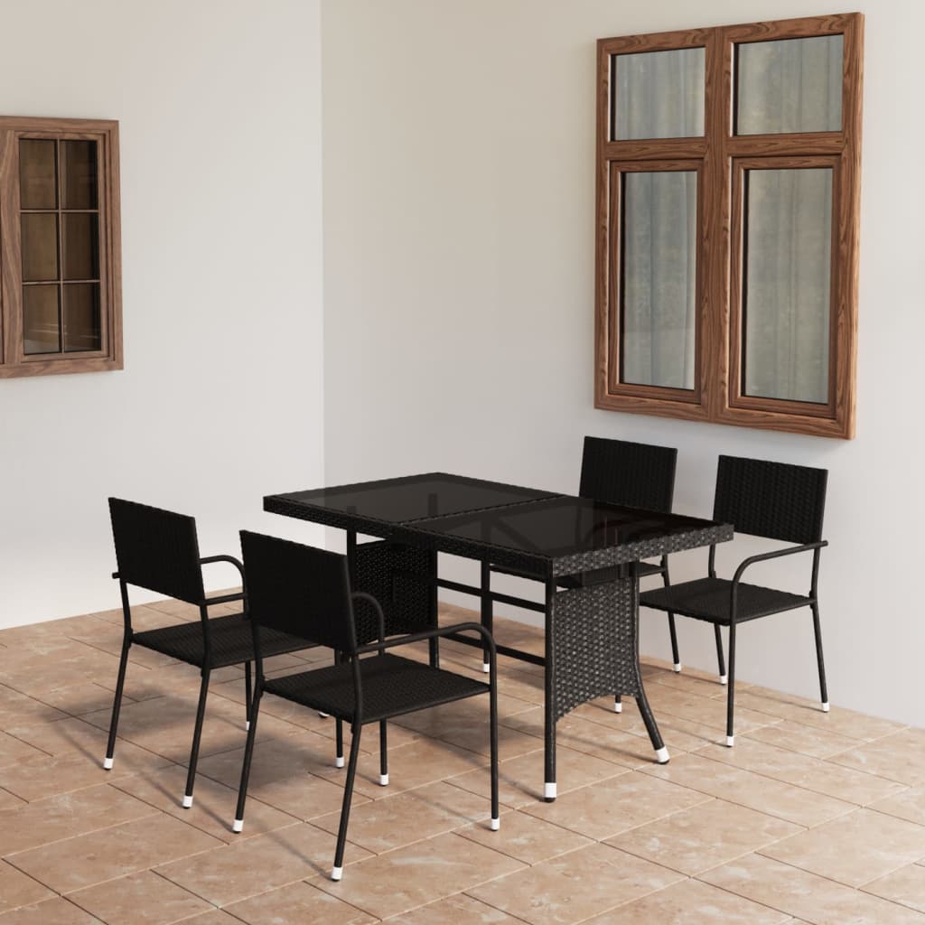 Set mobilier pentru grădină, 5 piese, negru, poliratan - Gradina - Decoo