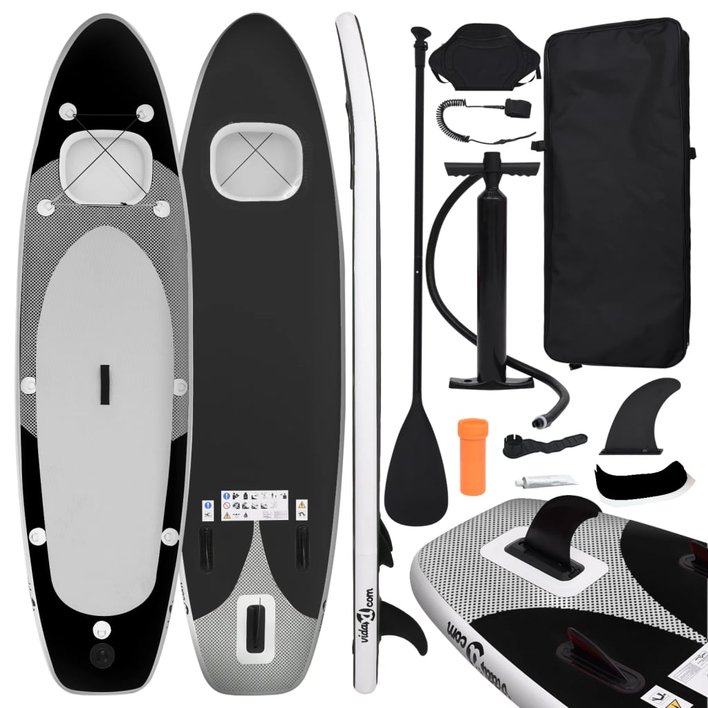 Set placă paddleboarding gonflabilă, negru, 360x81x10 cm - Recreere in aer liber - Decoo