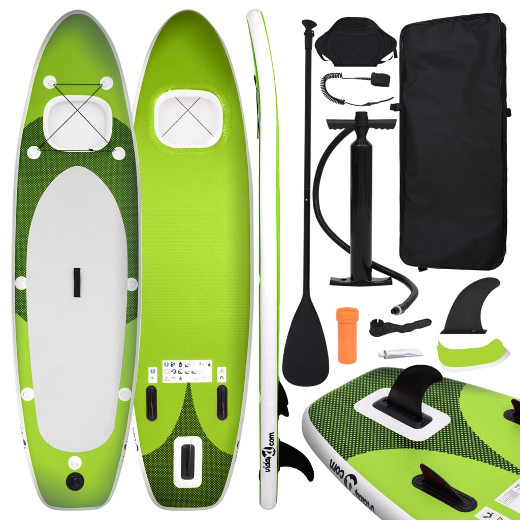 Set placă paddleboarding gonflabilă, verde, 300x76x10 cm - Recreere in aer liber - Decoo