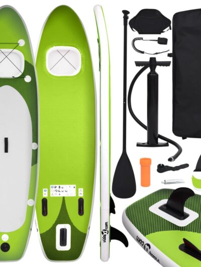 Set placă paddleboarding gonflabilă, verde, 330x76x10 cm - Recreere in aer liber - Decoo