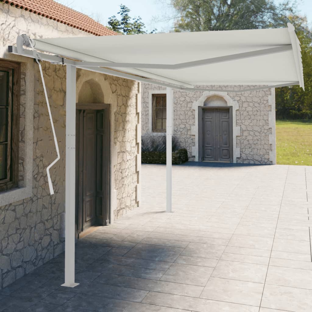 Set stâlp pentru copertină, alb, 450x245 cm, fier - Copertine retractabile - Decoo