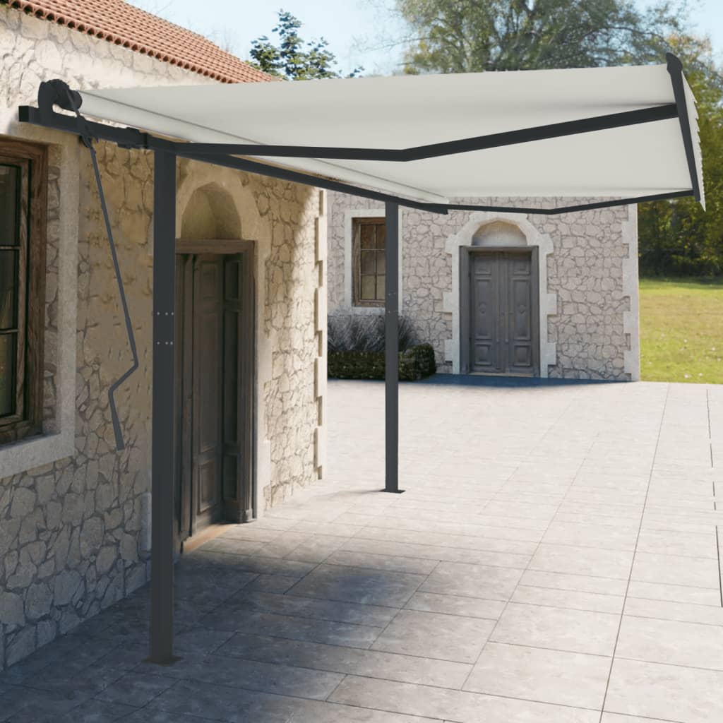 Set stâlp pentru copertină, antracit, 450x245 cm, fier - Copertine retractabile - Decoo