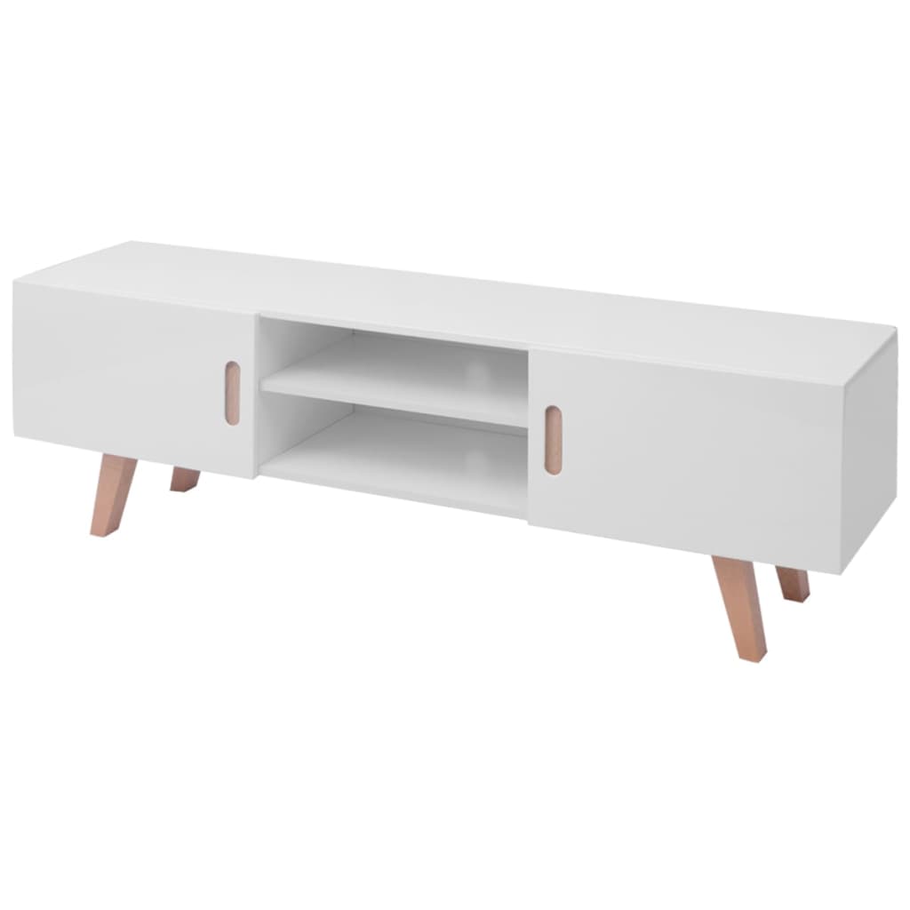 Stativ TV, alb lucios, 150 x 35 x 48,5 cm, MDF - Casa - Decoo