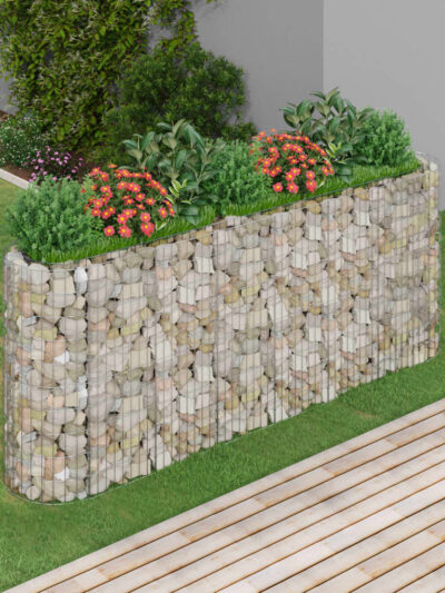 Strat înălțat gabion, 260x50x100 cm, fier galvanizat - Ghivece - Decoo