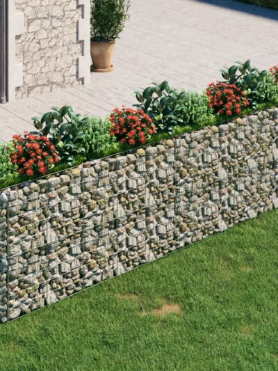 Strat înălțat gabion, 400x50x100 cm, fier galvanizat - Ghivece - Decoo