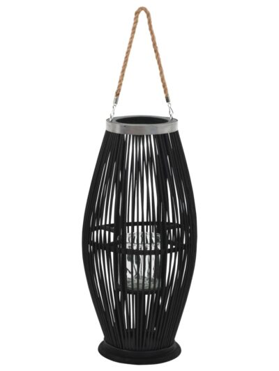 Suport de lumânări suspendat tip felinar, negru, 60 cm, bambus - Casa - Decoo