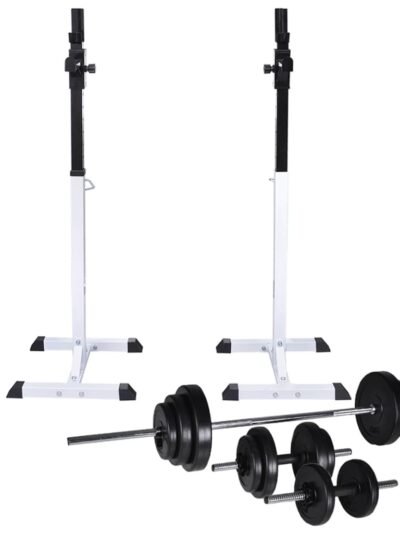 Suport haltere genuflexiuni cu halteră și set gantere 30,5 kg - Aparate fitness - Decoo