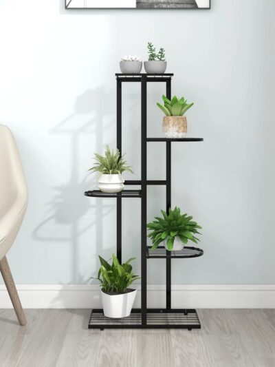 Suport pentru flori cu 5 niveluri, negru, 43x22x98 cm, metal - Ghivece si suporturi flori - Decoo