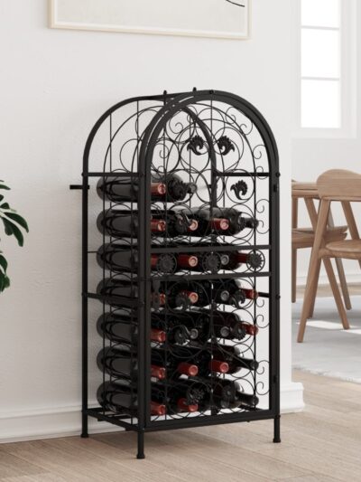 Suport sticle vin 33 de sticle, negru 45x36x100 cm fier forjat - Casa - Decoo