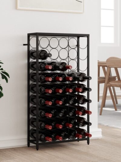 Suport sticle vin, 45 de sticle negru 54x18x100 cm fier forjat - Casa - Decoo