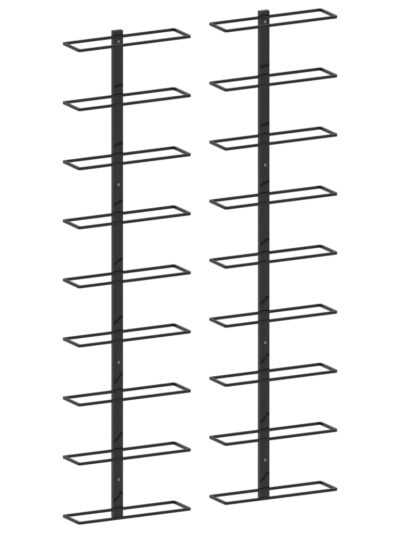 Suporturi sticle de vin de perete 18 sticle 2 buc. negru fier - Casa - Decoo