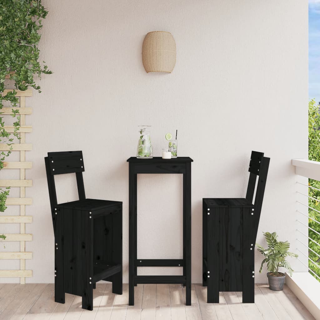 Taburete de bar, 2 buc., negru, 40x48,5x115,5 cm lemn masiv pin - Gradina - Decoo