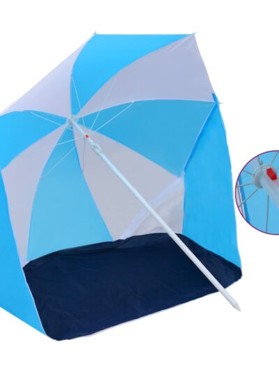 Umbrelă de plajă adăpost, albastru și alb, 180 cm, țesătură - Corturi si Accesorii cort - Decoo