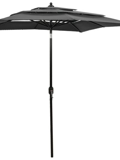 Umbrelă de soare 3 niveluri, stâlp de aluminiu, antracit, 2x2 m - Gradina - Decoo