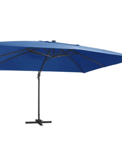 Umbrelă suspendată cu LED și stâlp aluminiu azuriu 400x300 cm - Gradina - Decoo