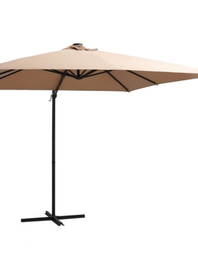 Umbrelă suspendată cu LED, stâlp oțel, gri taupe, 250x250 cm - Gradina - Decoo