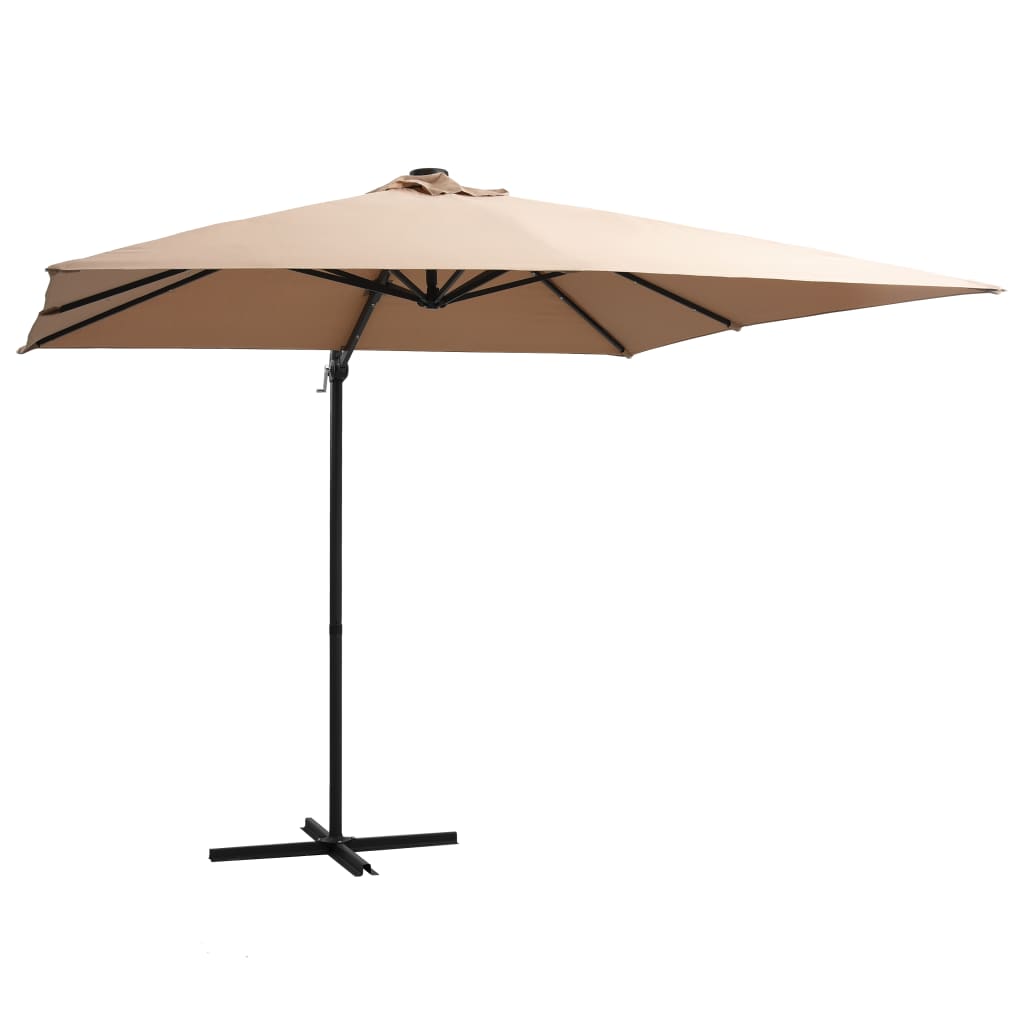 Umbrelă suspendată cu LED, stâlp oțel, gri taupe, 250x250 cm - Gradina - Decoo