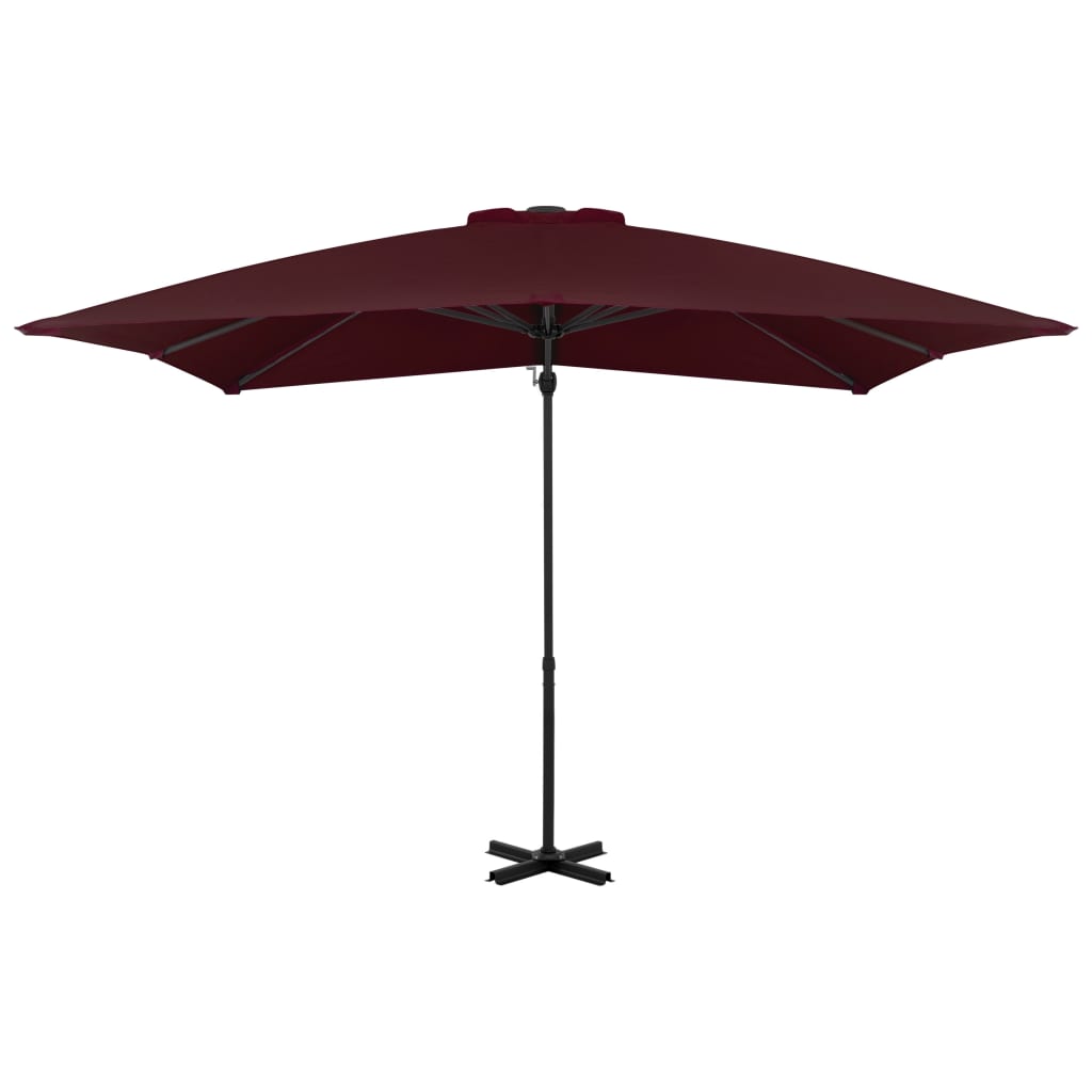 Umbrelă suspendată cu stâlp aluminiu, roșu bordo, 250x250 cm - Gradina - Decoo