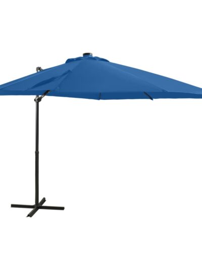 Umbrelă suspendată cu stâlp și LED-uri, albastru azuriu, 250 cm - Gradina - Decoo