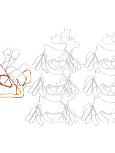 Instalație lumini Crăciun 6 reni și sanie XXL 2160 leduri 7 m